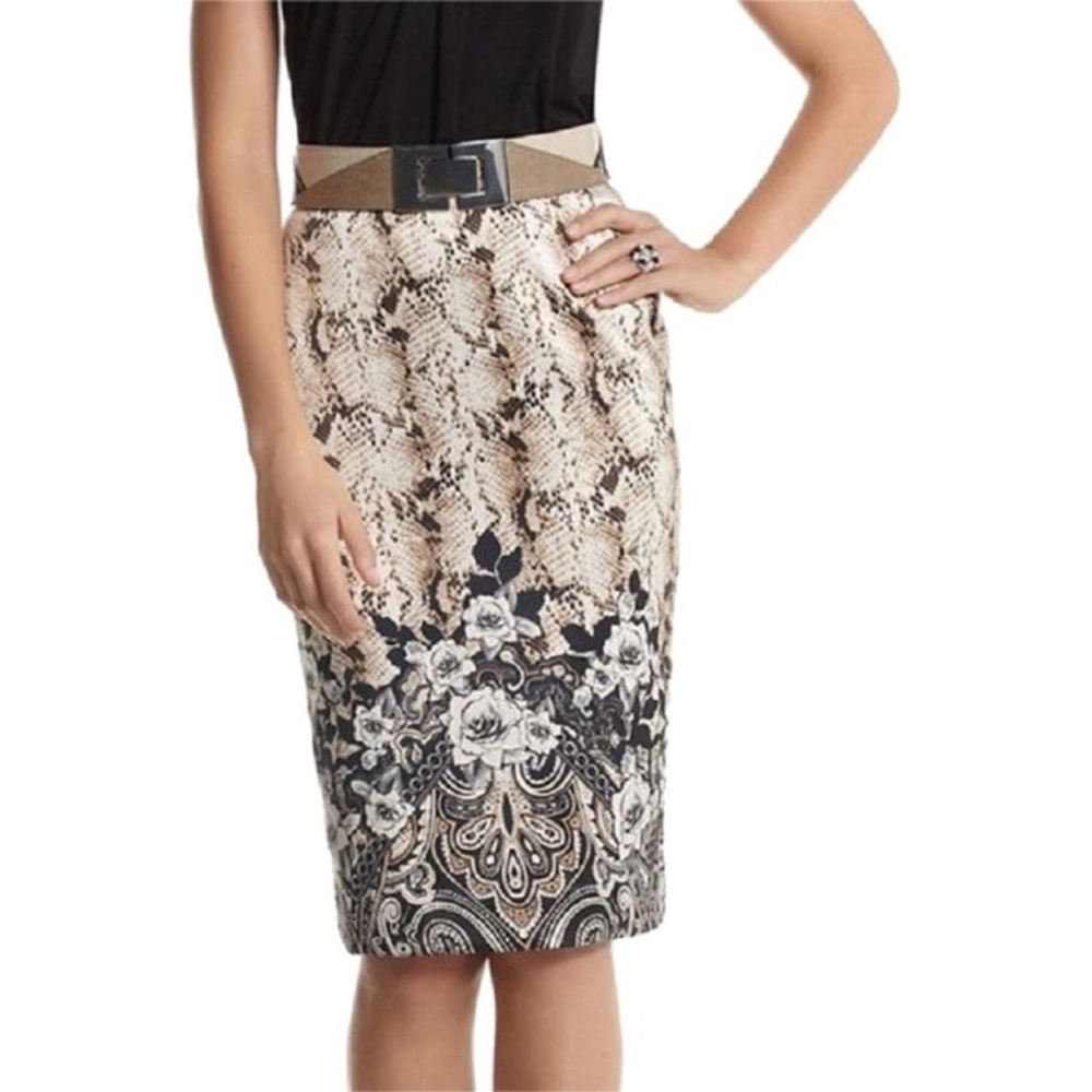 White House Black Market Snake Print Pencil Skirt